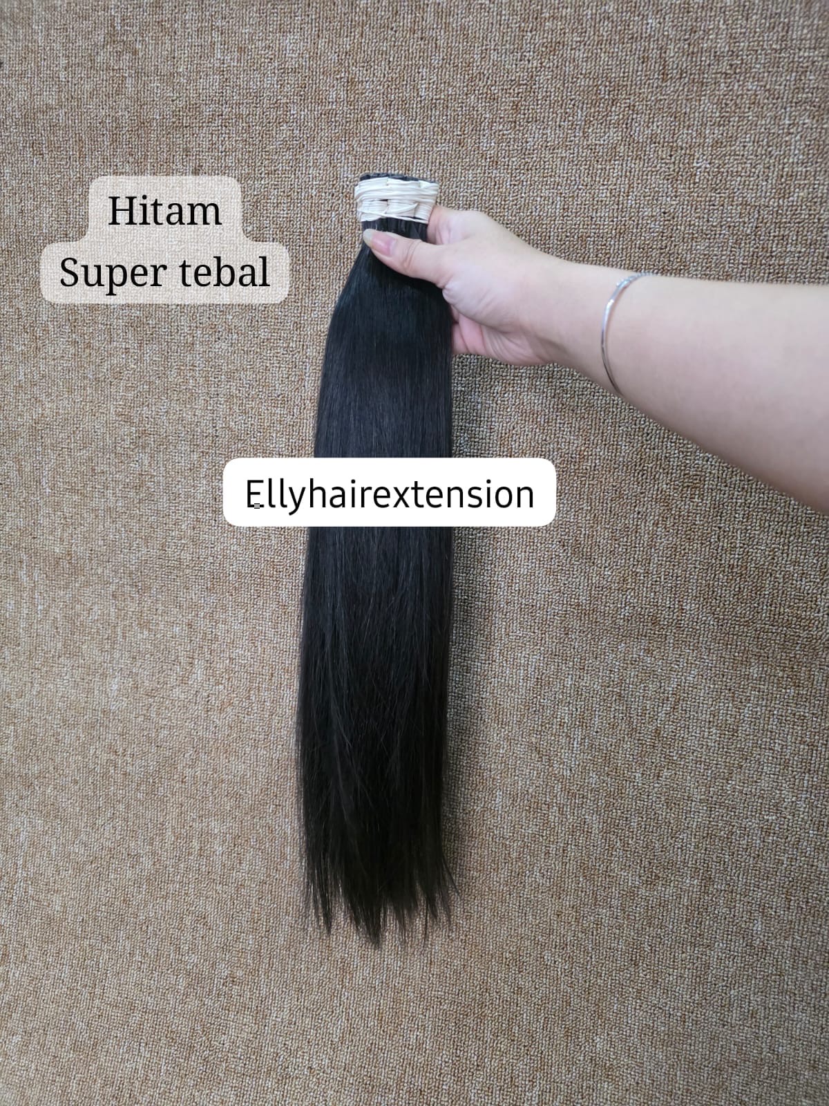 Hair extension asli HITAM SUPER TEBAL 40CM