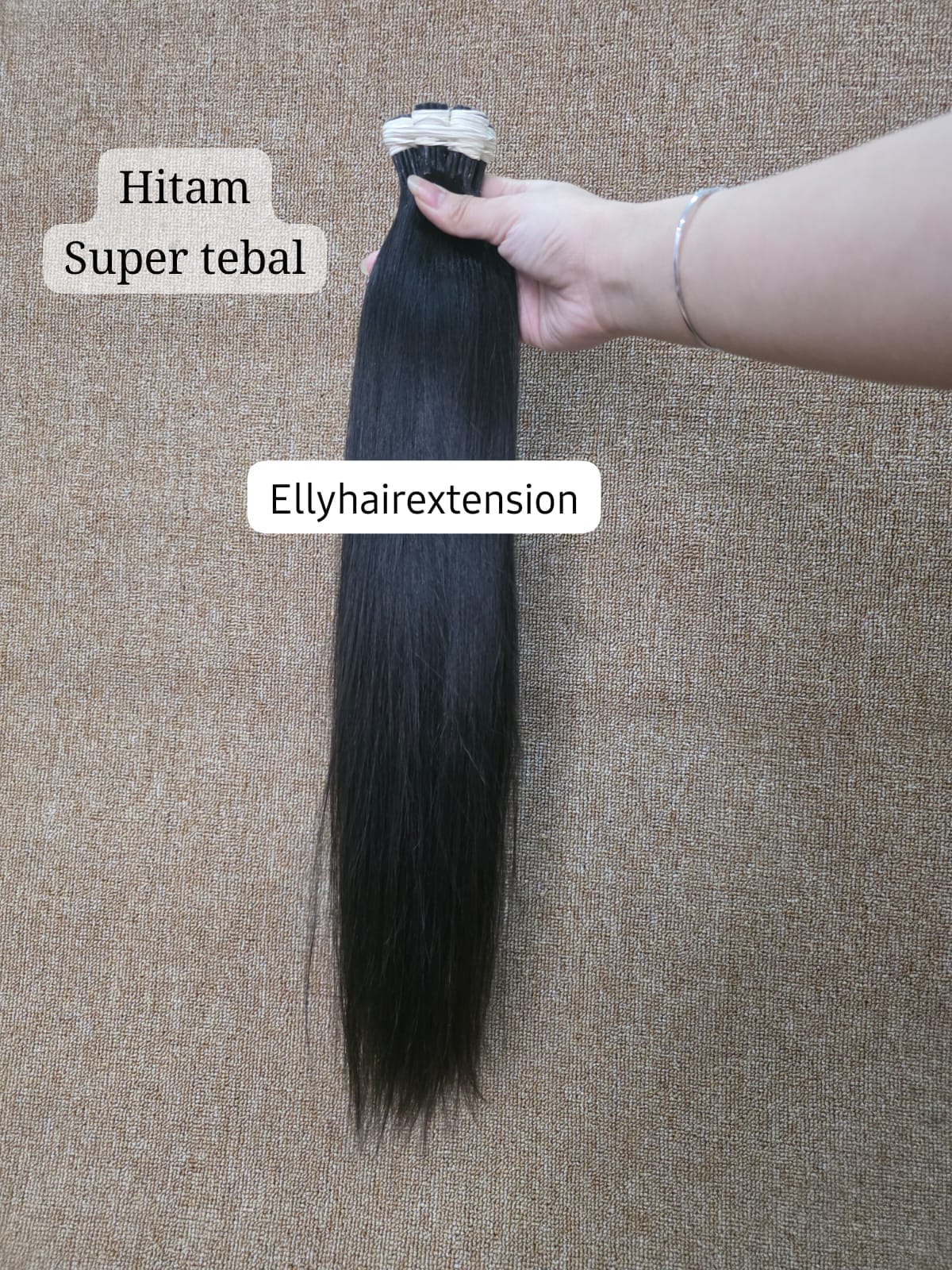 HAIR EXTENSION ASLI HITAM SUPER TEBAL 50CM